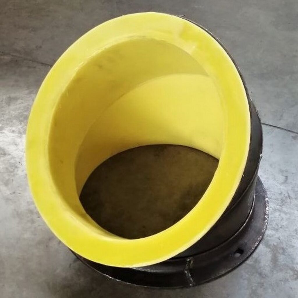 Футеровка колена, сектора самотечной трубы, съемный полиуретановый вставыш