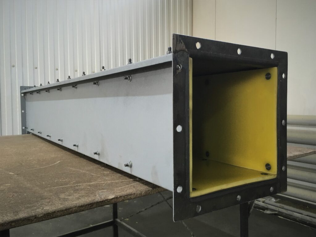 квадратная самотечная труба с полиуретановой листовой футеровкой