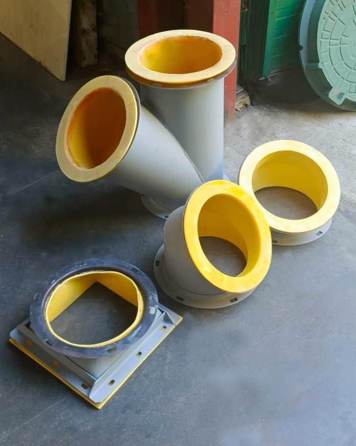 Двойные и одинарные вводы самотечных труб, футерованные полиуретаном