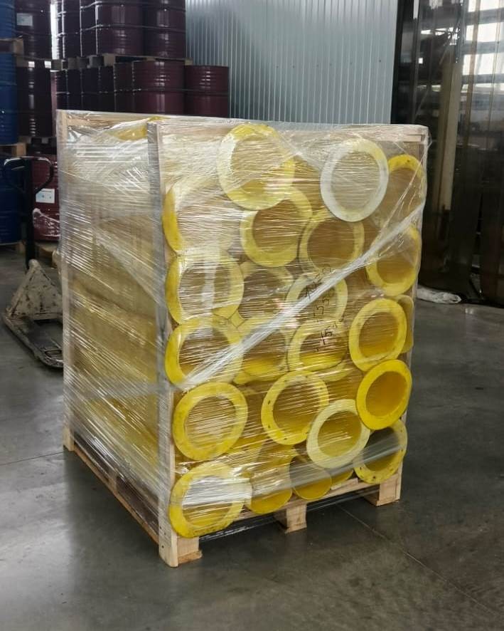 Производство полиуретановой футеровки зерновых самотеков, упакованные вкладыши